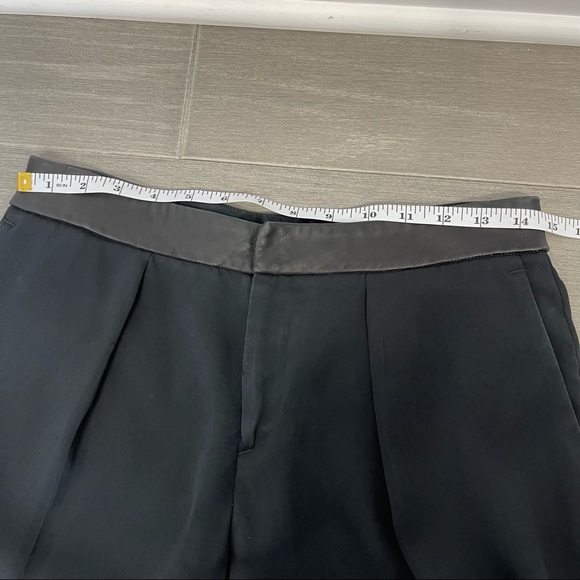 Rag & Bone Mo Genuine Leather Waistband Work Crape Dress Pants Trousers Black 2 - Picture 11 of 16